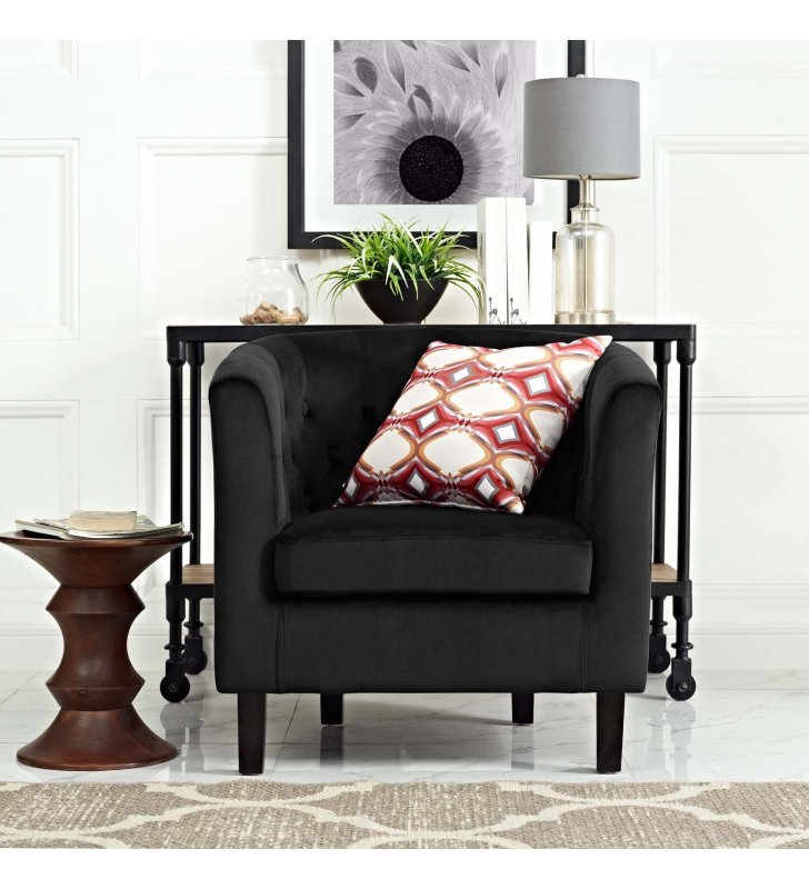Prospect Performance Velvet Armchair in Black - Lexmod