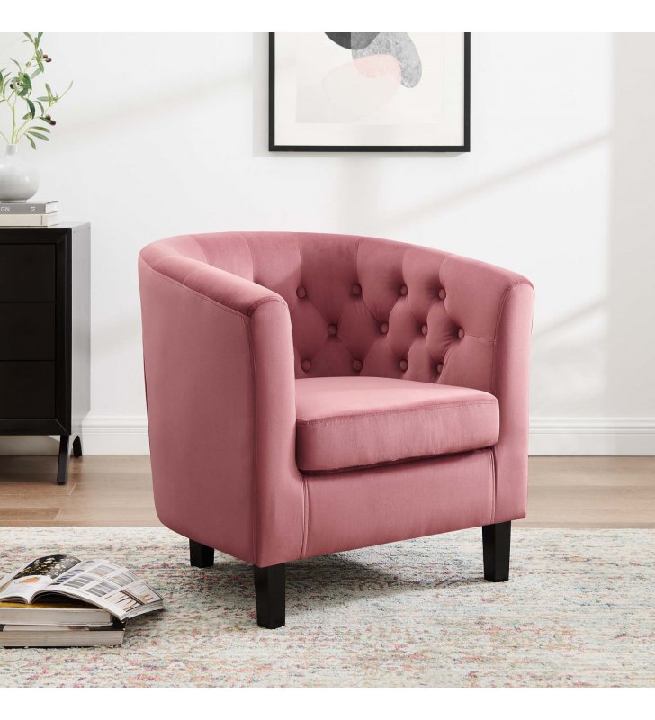 Prospect Performance Velvet Armchair in Dusty Rose - Lexmod