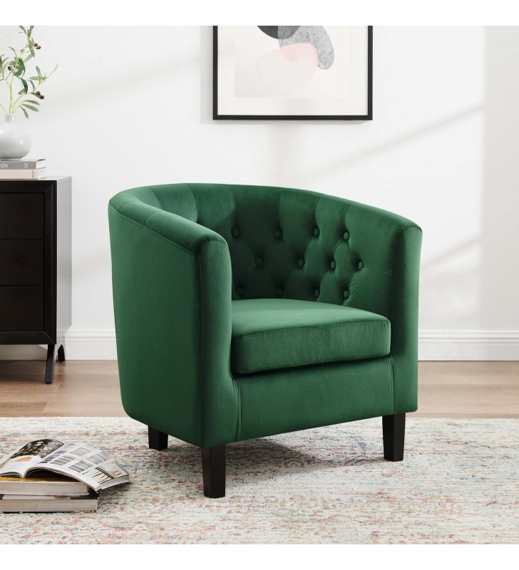 Prospect Performance Velvet Armchair in Emerald - Lexmod