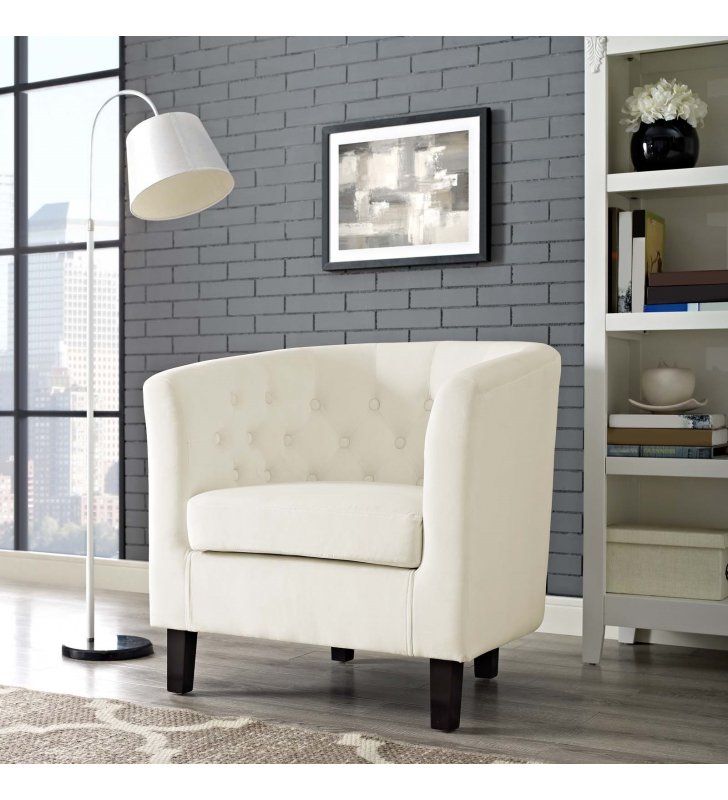 Prospect Performance Velvet Armchair in Ivory - Lexmod