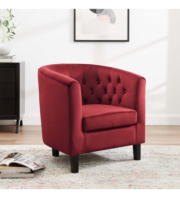 Prospect Performance Velvet Armchair in Maroon - Lexmod