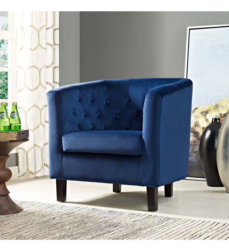 Prospect Performance Velvet Armchair in Navy - Lexmod