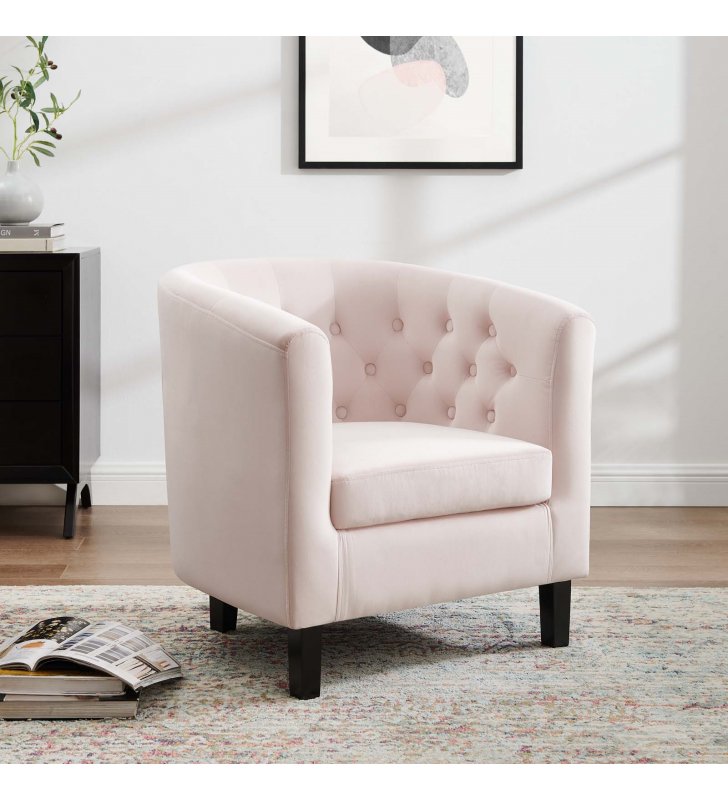 Prospect Performance Velvet Armchair in Pink - Lexmod