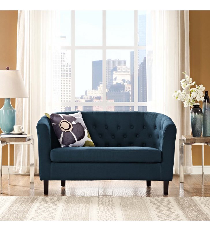 Prospect Upholstered Fabric Loveseat in Azure - Lexmod