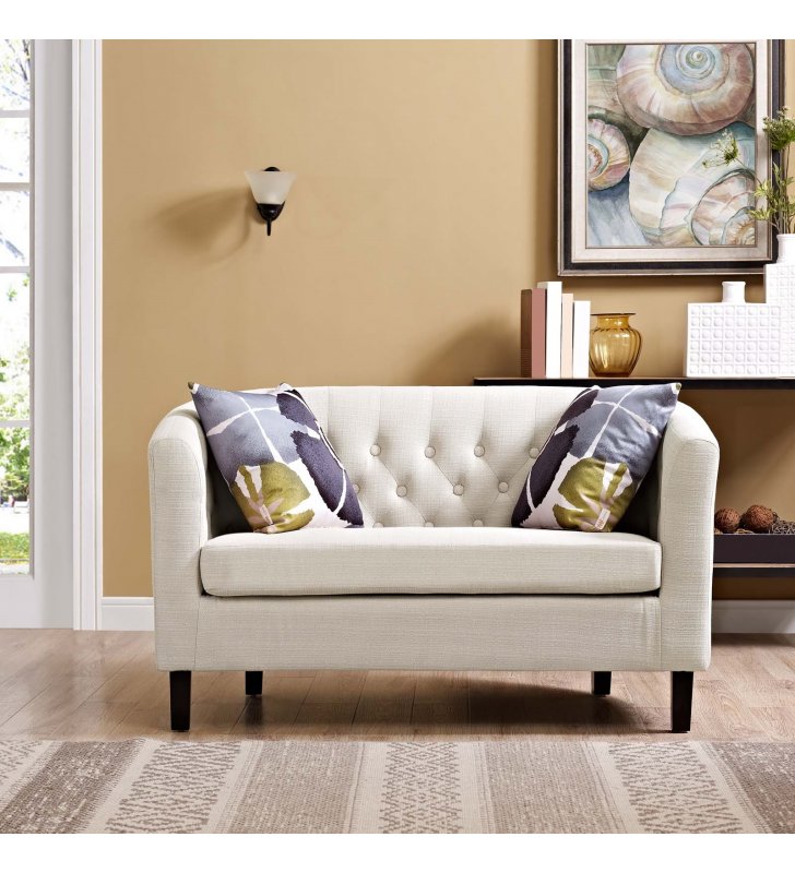 Prospect Upholstered Fabric Loveseat in Beige - Lexmod