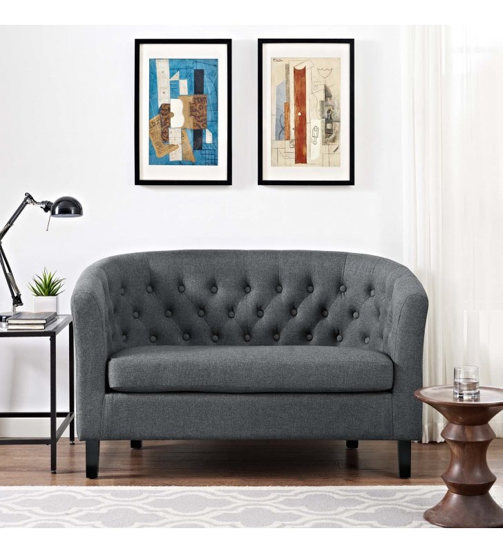 Prospect Upholstered Fabric Loveseat in Gray - Lexmod