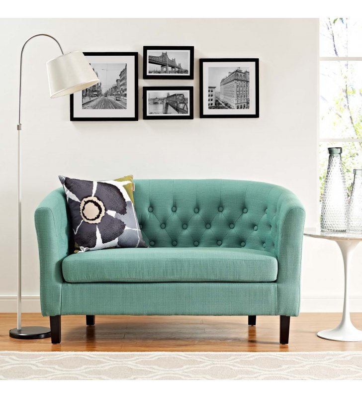 Prospect Upholstered Fabric Loveseat in Laguna - Lexmod
