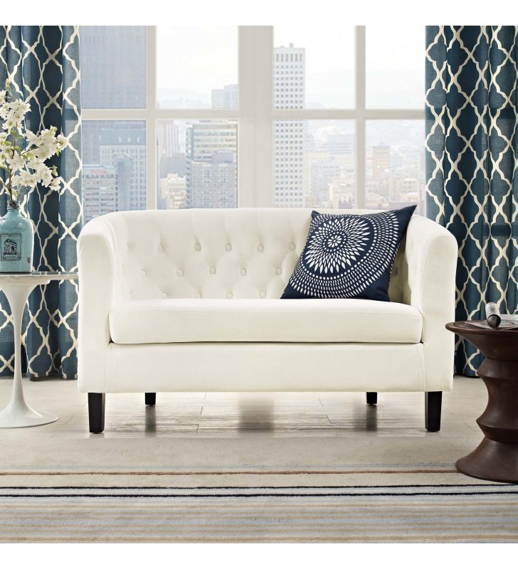 Prospect Performance Velvet Loveseat in Ivory - Lexmod