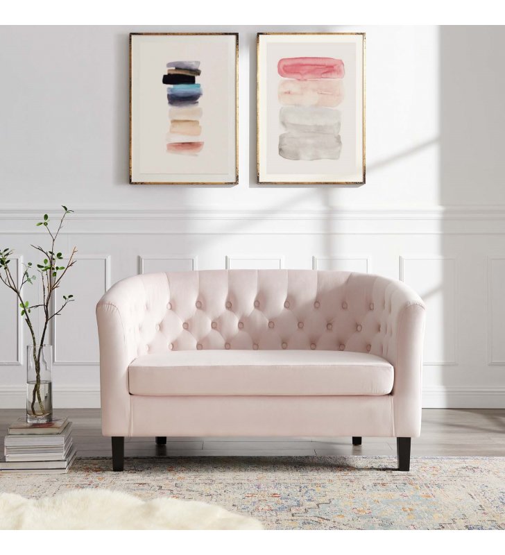 Prospect Performance Velvet Loveseat in Pink - Lexmod