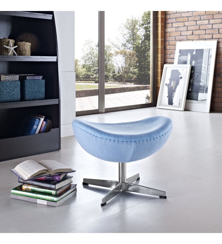 Glove Wool Ottoman in Baby Blue - Lexmod