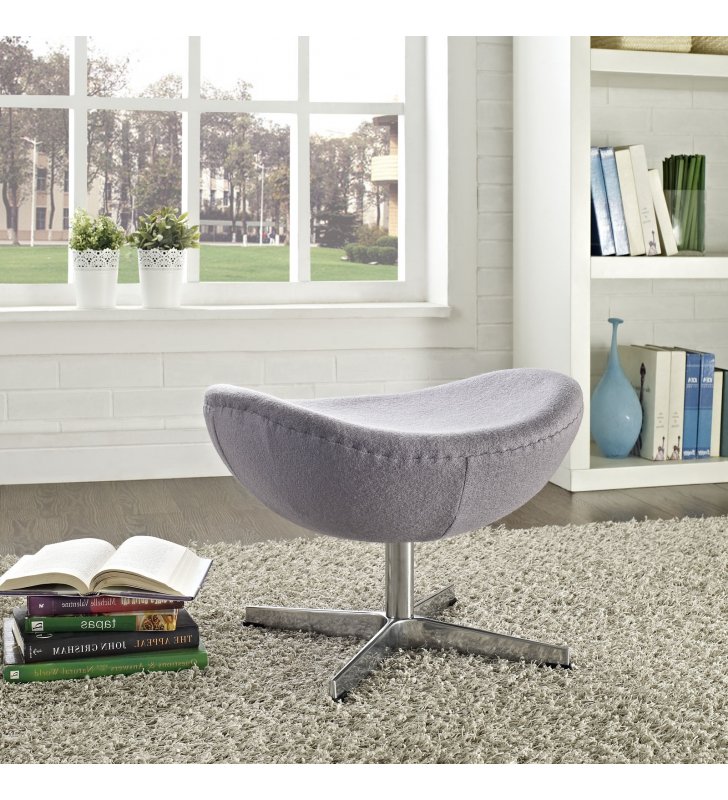 Glove Wool Ottoman in Dark Gray - Lexmod