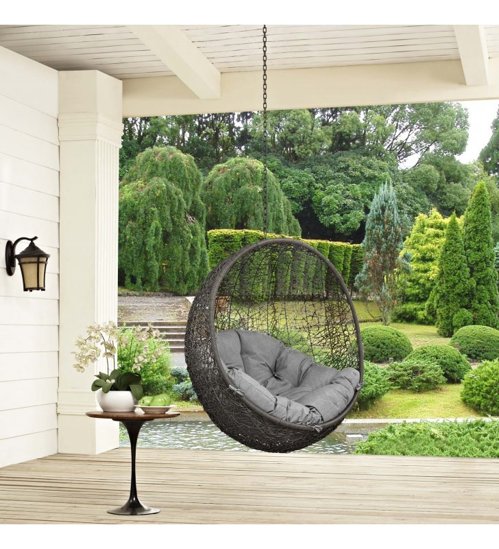 Hide Outdoor Patio Swing Chair Without Stand in Gray Gray - Lexmod