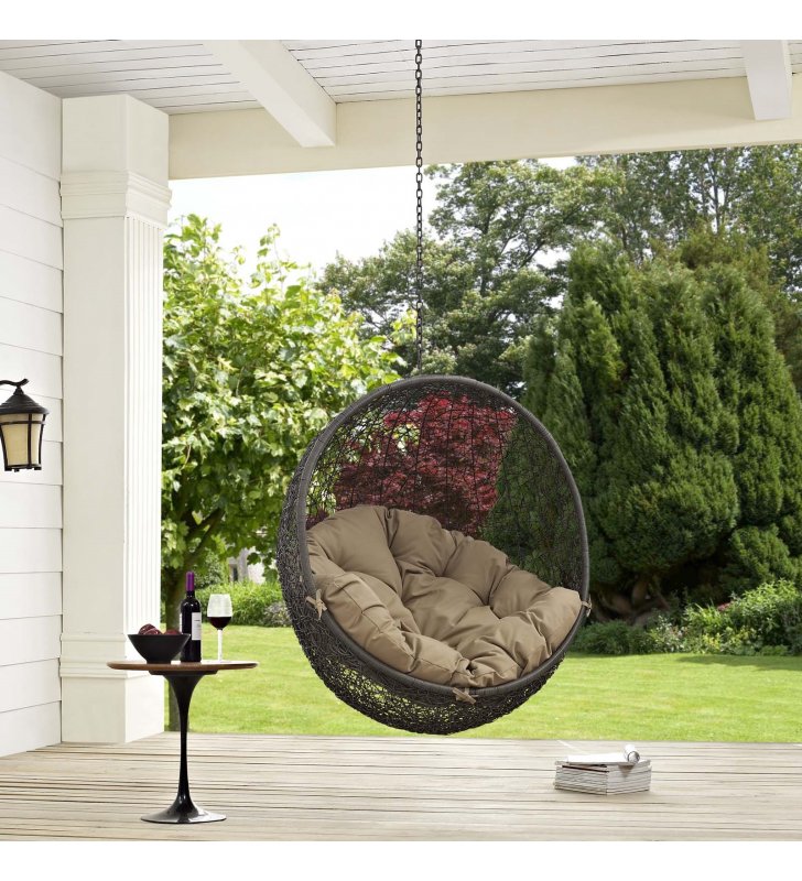 Hide Outdoor Patio Swing Chair Without Stand in Gray Mocha - Lexmod