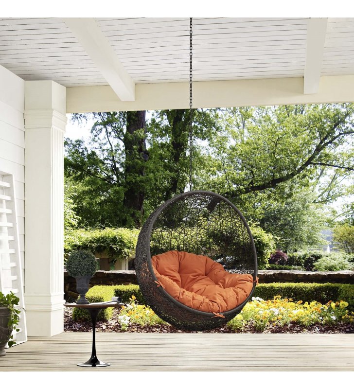 Hide Outdoor Patio Swing Chair Without Stand in Gray Orange - Lexmod
