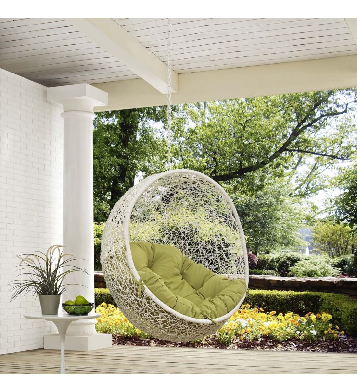 Hide Outdoor Patio Swing Chair Without Stand in White Peridot - Lexmod