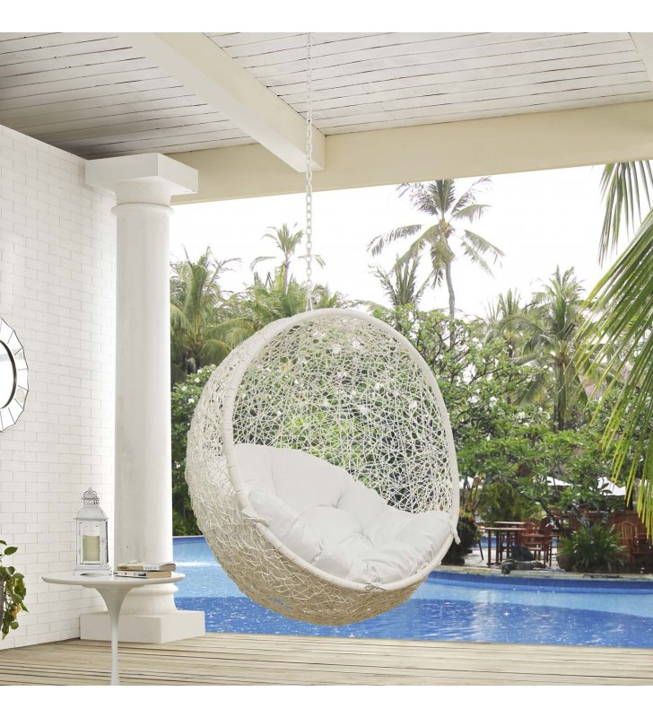 Hide Outdoor Patio Swing Chair Without Stand in White - Lexmod