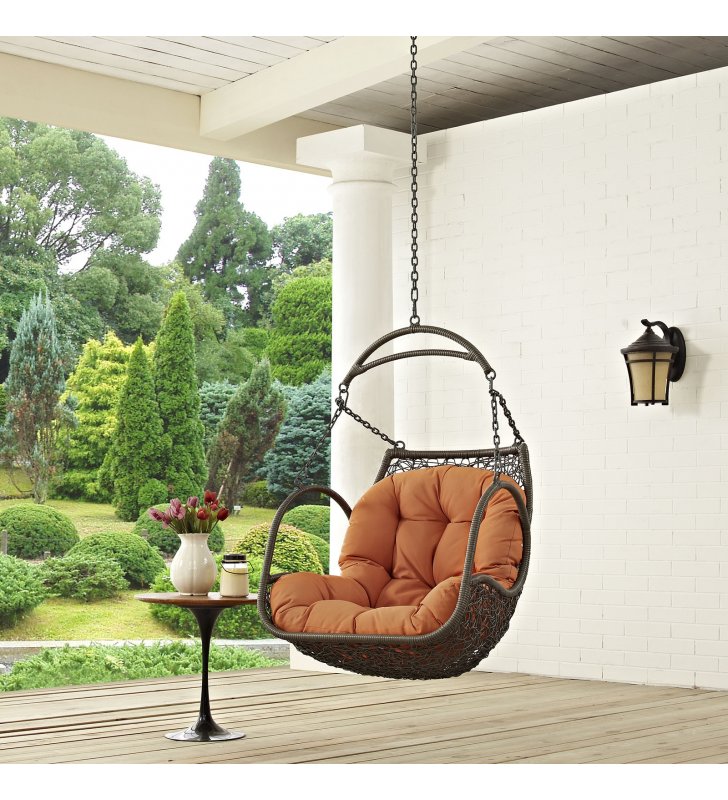 Arbor Outdoor Patio Swing Chair Without Stand in Orange - Lexmod