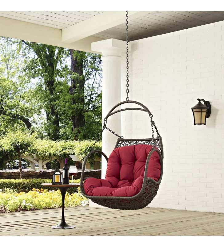Arbor Outdoor Patio Swing Chair Without Stand in Red - Lexmod