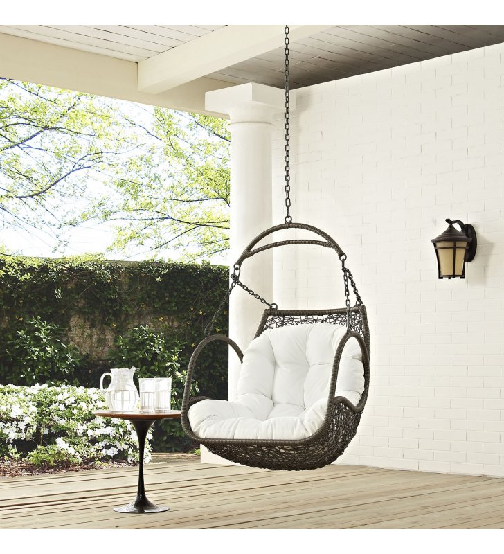 Arbor Outdoor Patio Swing Chair Without Stand in White - Lexmod