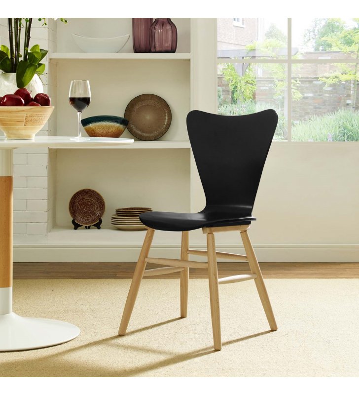 Cascade Wood Dining Chair in Black - Lexmod