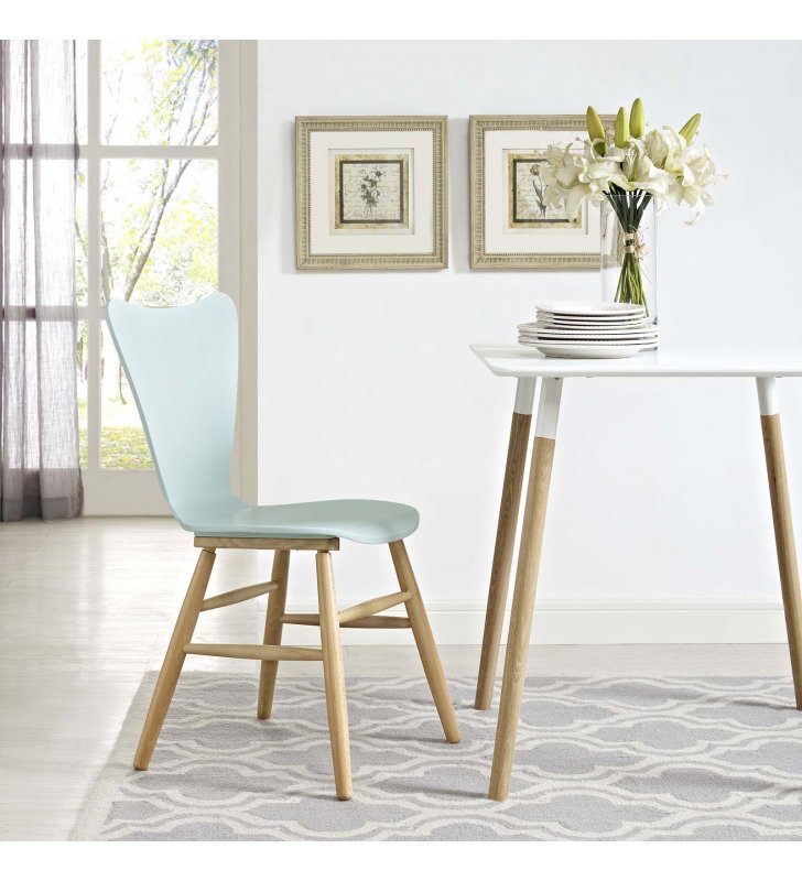 Cascade Wood Dining Chair in Light Blue - Lexmod