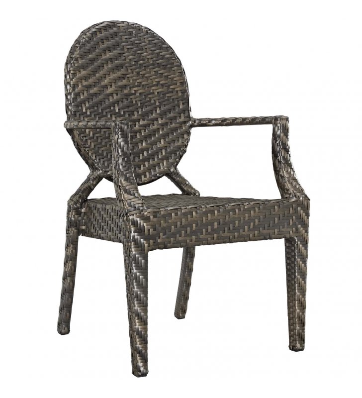 Casper Outdoor Patio Dining Armchair in Brown - Lexmod