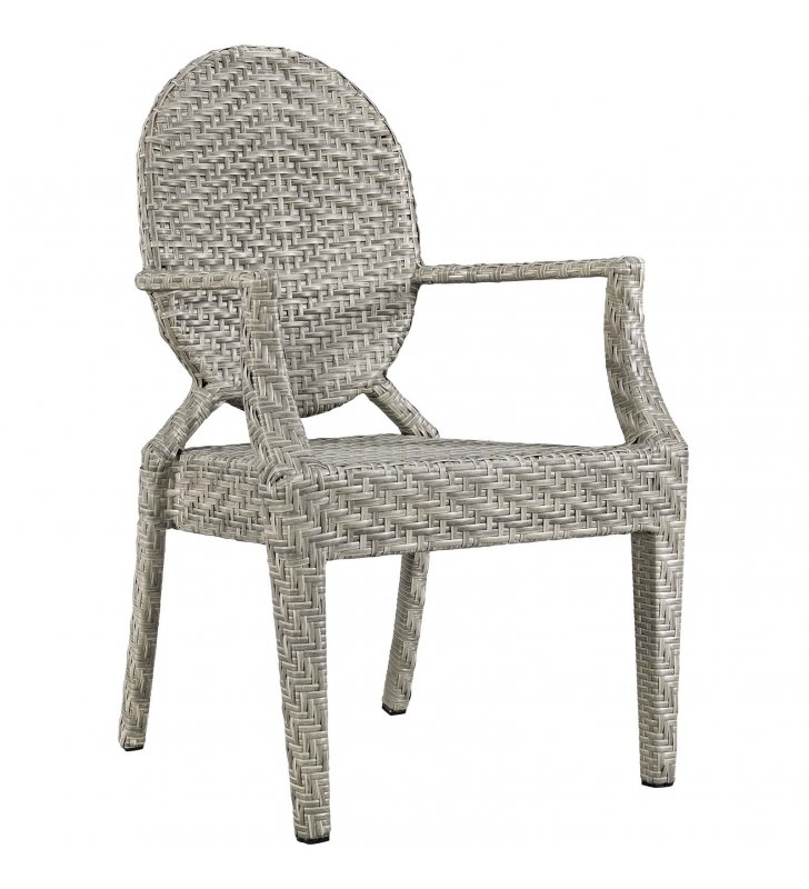 Casper Outdoor Patio Dining Armchair in Light Gray - Lexmod