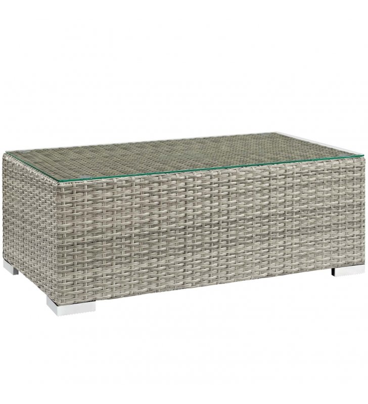 Repose Outdoor Patio Coffee Table in Light Gray - Lexmod