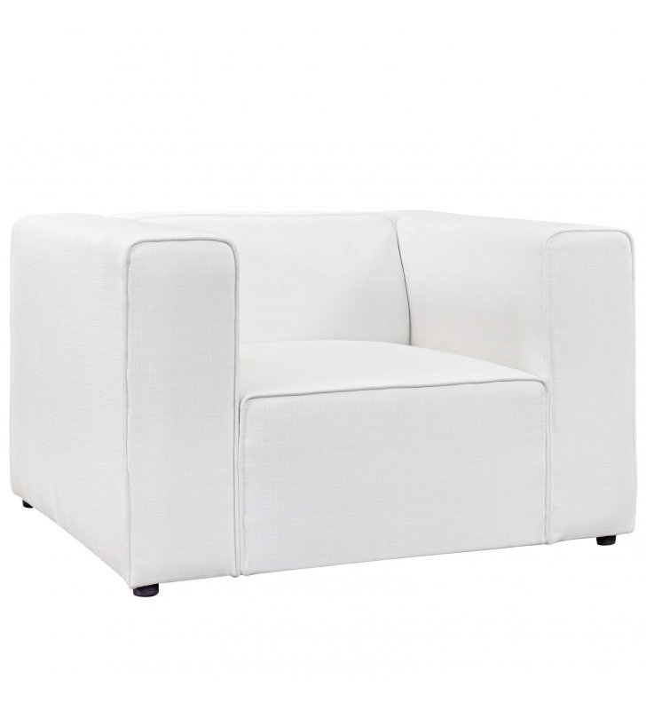 Mingle Upholstered Fabric Armchair in White - Lexmod