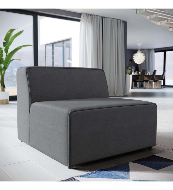 Mingle Fabric Armless in Gray - Lexmod