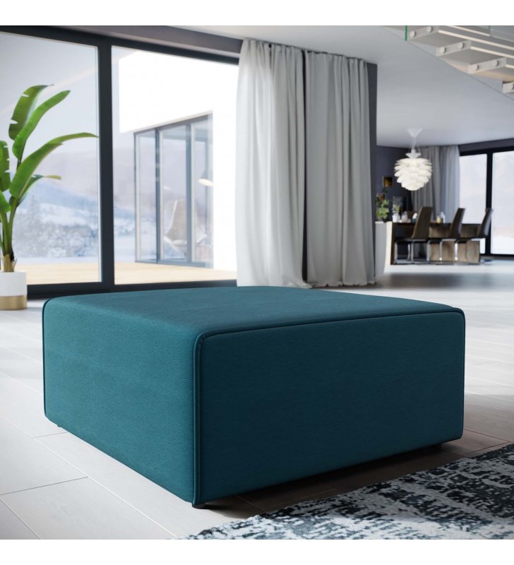 Mingle Fabric Ottoman in Blue - Lexmod