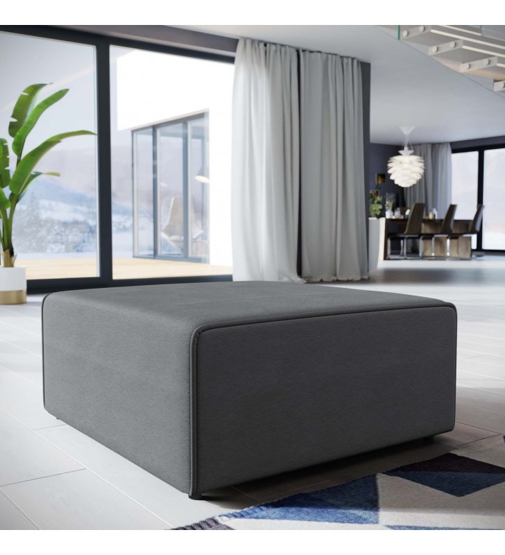 Mingle Fabric Ottoman in Gray - Lexmod