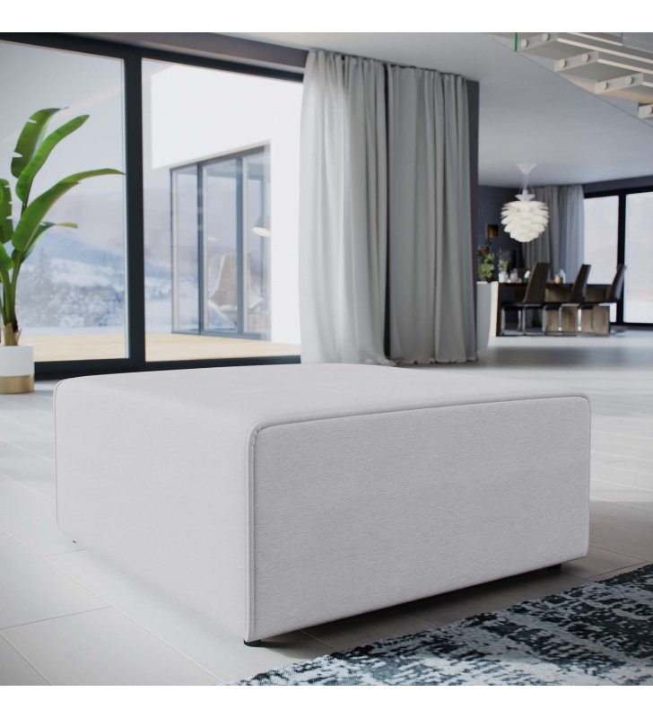 Mingle Fabric Ottoman in White - Lexmod