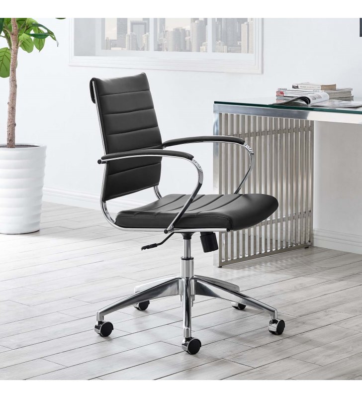 Jive Mid Back Office Chair in Black - Lexmod