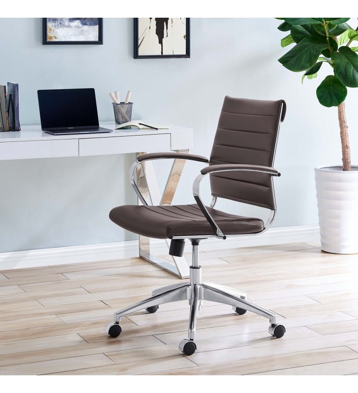 Jive Mid Back Office Chair in Brown - Lexmod