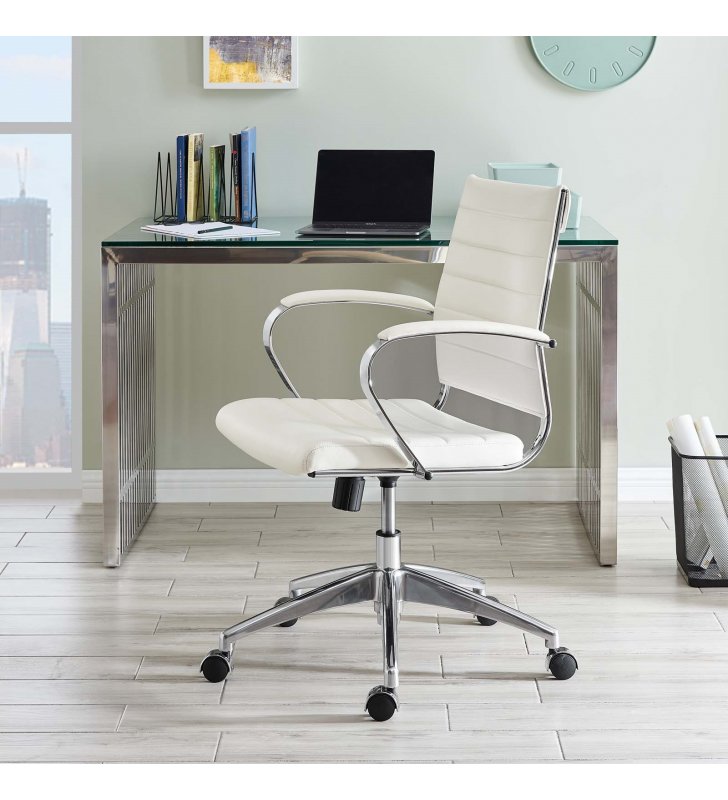 Jive Mid Back Office Chair in White - Lexmod