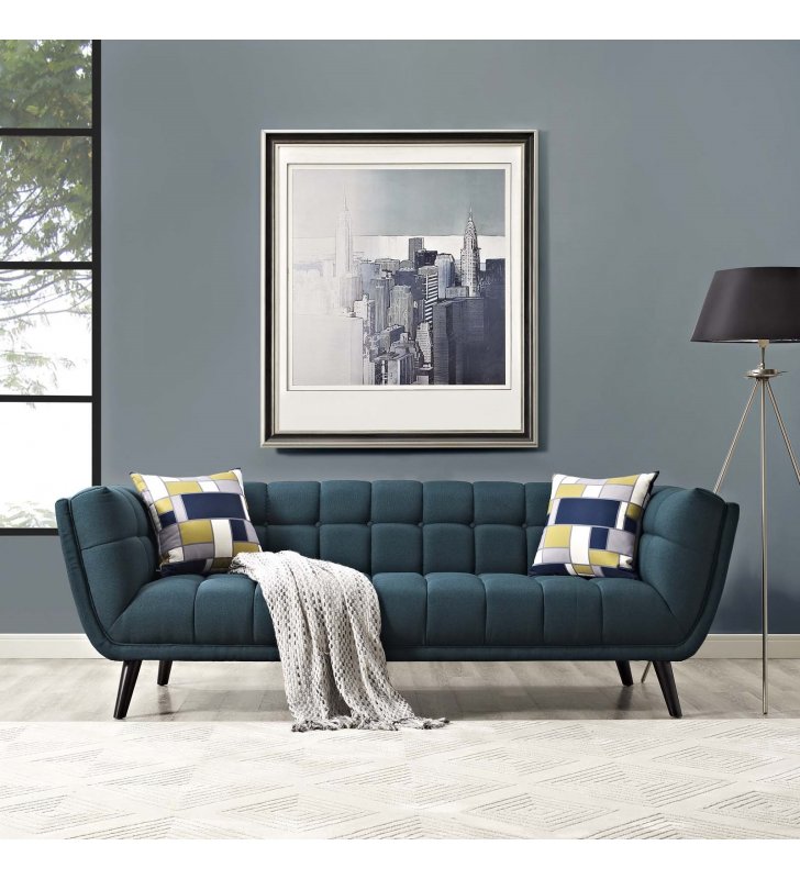 Bestow Upholstered Fabric Sofa in Blue - Lexmod