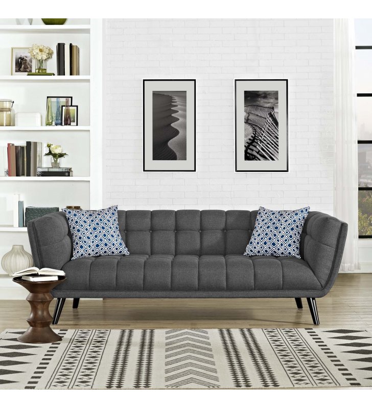Bestow Upholstered Fabric Sofa in Gray - Lexmod