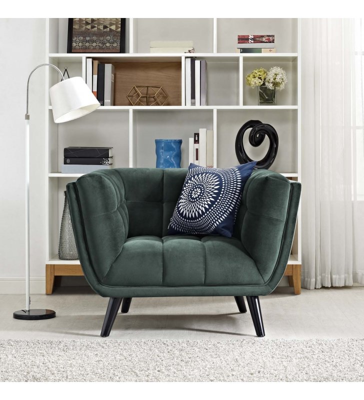 Bestow Performance Velvet Armchair in Green - Lexmod