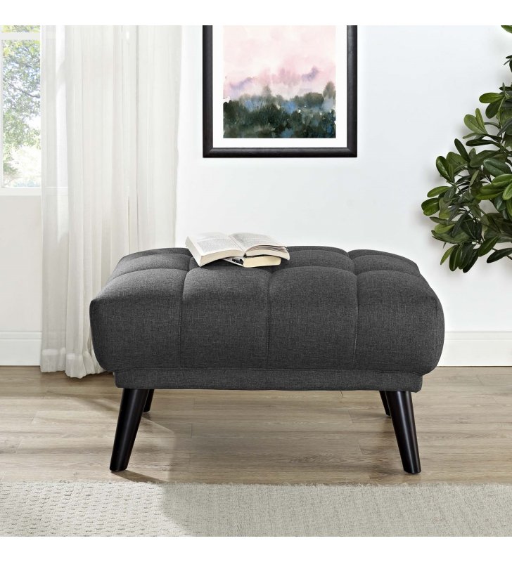 Bestow Upholstered Fabric Ottoman in Gray - Lexmod