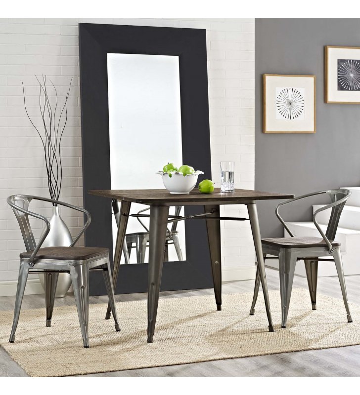 Promenade Bamboo Dining Chair Set of 2 in Gunmetal - Lexmod