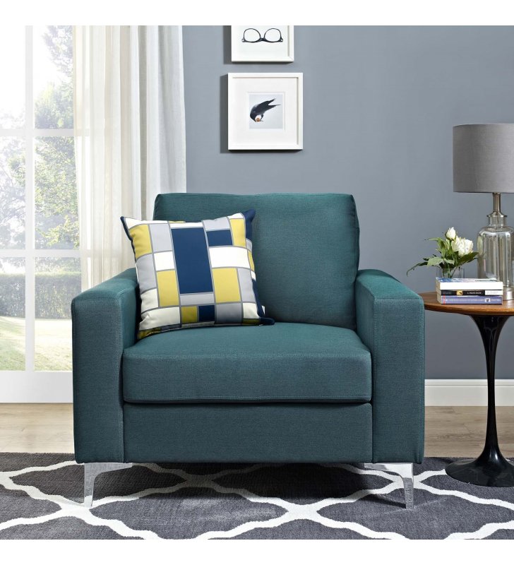 Allure Upholstered Armchair in Blue - Lexmod