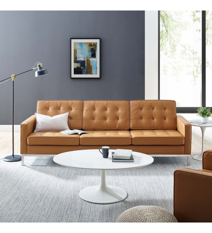 Loft Leather Sofa in Tan - Lexmod
