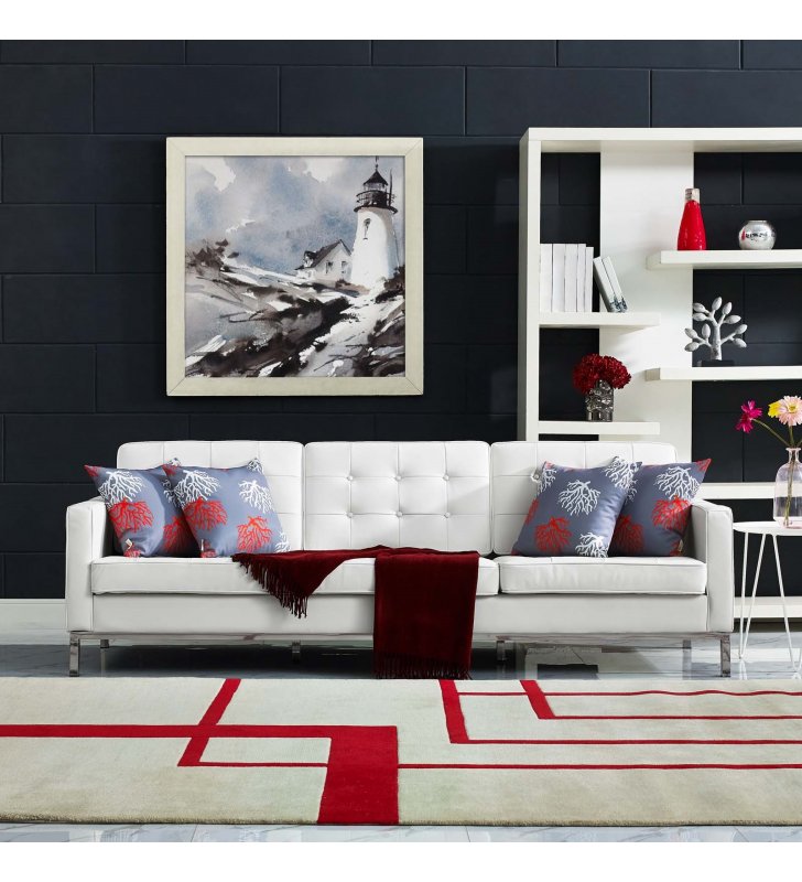 Loft Leather Sofa in Cream White - Lexmod