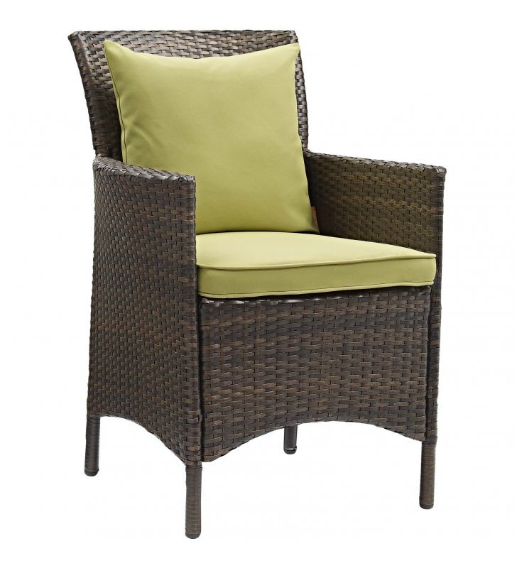 Conduit Outdoor Patio Wicker Rattan Dining Armchair in Brown Peridot - Lexmod