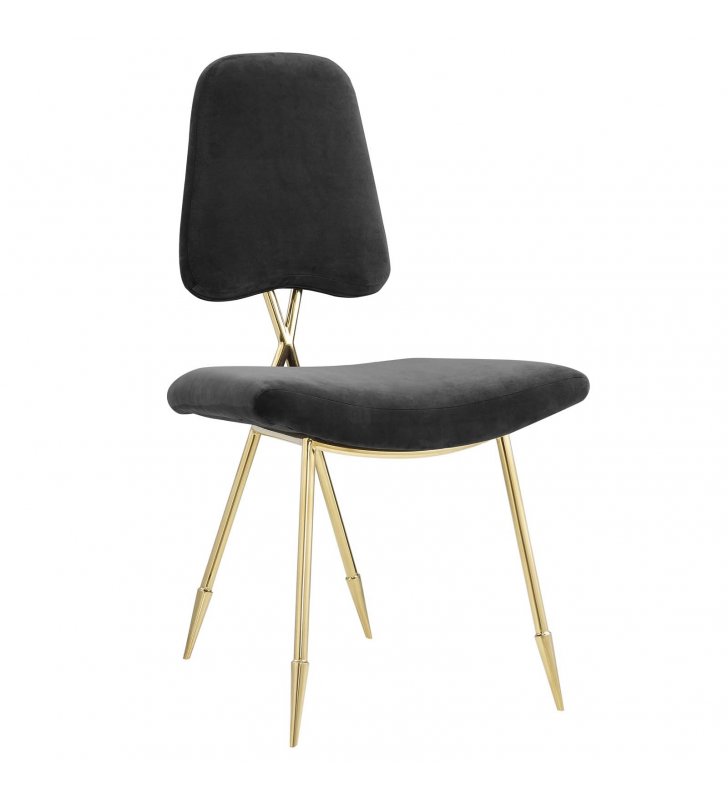 Ponder Performance Velvet Dining Side Chair in Black - Lexmod