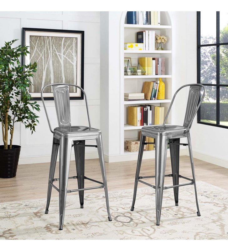 Promenade Bar Side Stool in Gunmetal - Lexmod