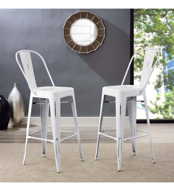 Promenade Bar Side Stool in White - Lexmod