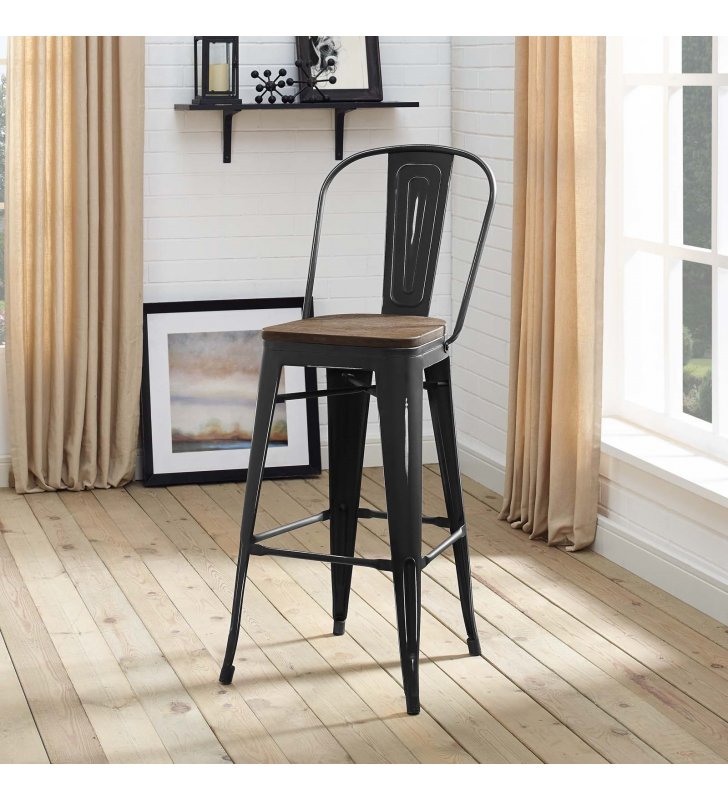 Promenade Bar Stool in Black - Lexmod