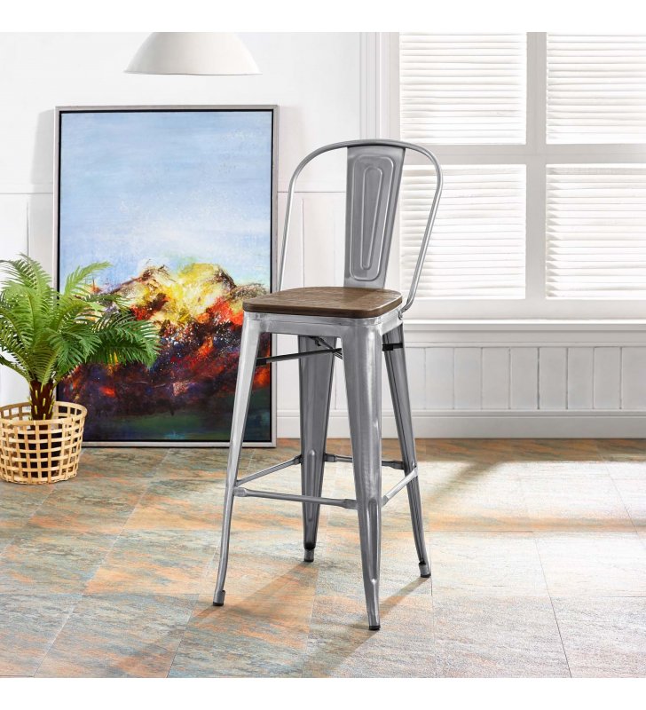 Promenade Bar Stool in Gunmetal - Lexmod